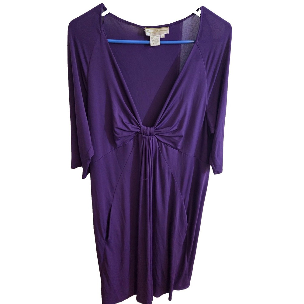 Morgan McFeeters Purple Knotted V-Neck Tunic Dress 3/4 Sleeve Size 14